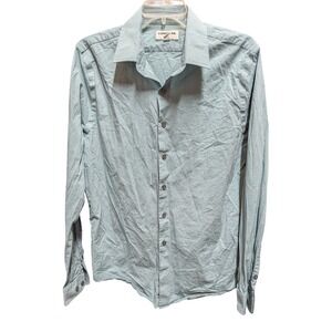 Express 1MX Extra Slim Mens Light Blue Textured Long Sleeve Button Down Shirt L